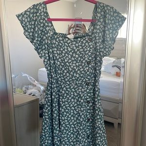 Green & white  floral dress